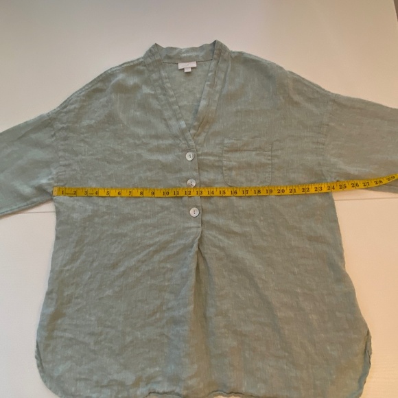 Pure Jill Yarn Dyed 100% Linen Tunic Blouse Button Front Light Green Sz XL - Picture 13 of 16